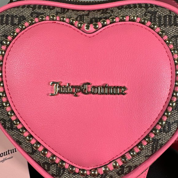 Juicy Couture Taupe DK Brown Love Never Dies Mini Tote Crossbody Pink - NWT - Picture 2 of 7
